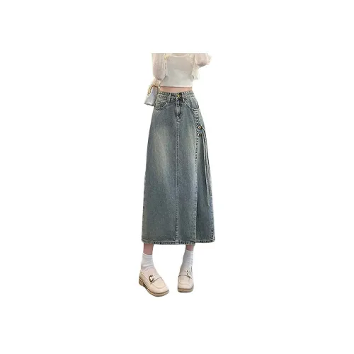 VSYS Винтажный синий женский джинсовый длинный кардиган