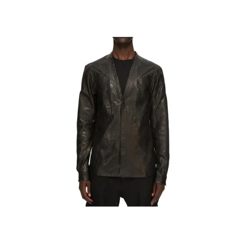 RICK OWENS совместный бренд RO FW24 кожаная куртка мужская черная