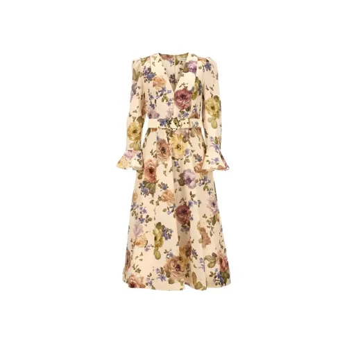 Zimmermann Желтое Женское Длинное Платье с Рукавами