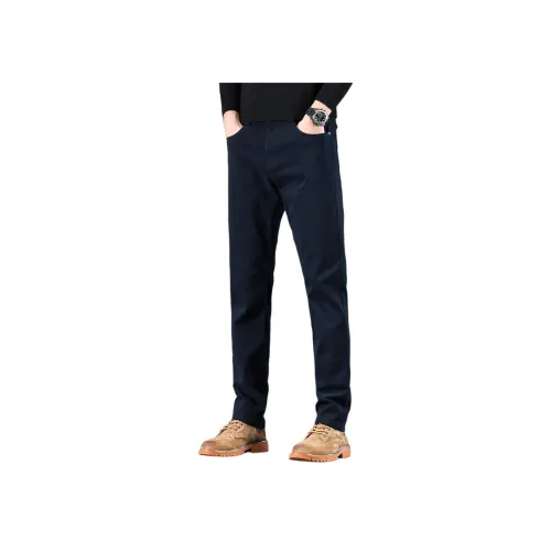 JEEP Прямой крой Свободный крой Легкий Бизнес Однотонный Универсальный Брюки Мужские