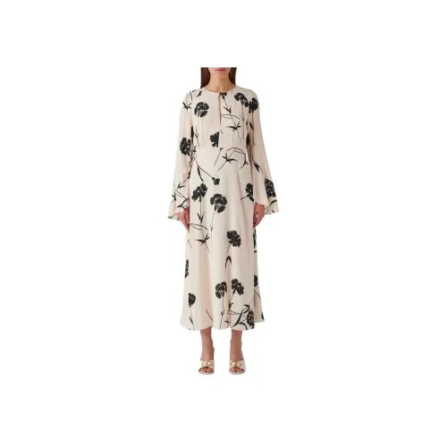 TWINSET Milano Длинное Платье с Длинными Рукавами Женское Белое