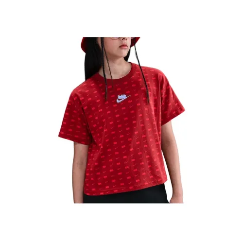 Nike Темный Перечно-красный Kids T Рубашки