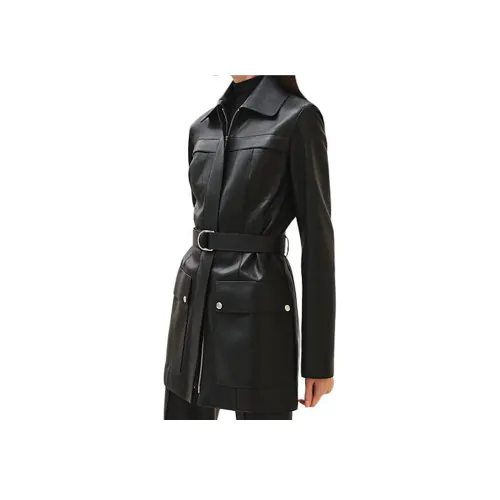 HERMES FW24 Кожа Куртка Женская Черная