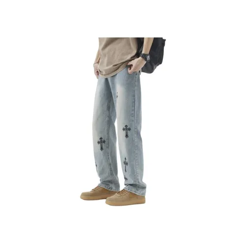 XIEXIELE Светло-синие мужские джинсы