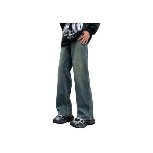 MGXEK Винтажные синие мужские джинсы