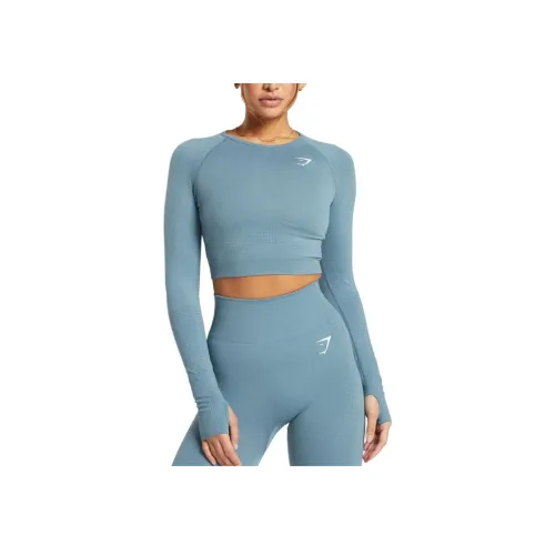 GYMSHARK T-рубашка Женская Выцветший Синий Marlstone