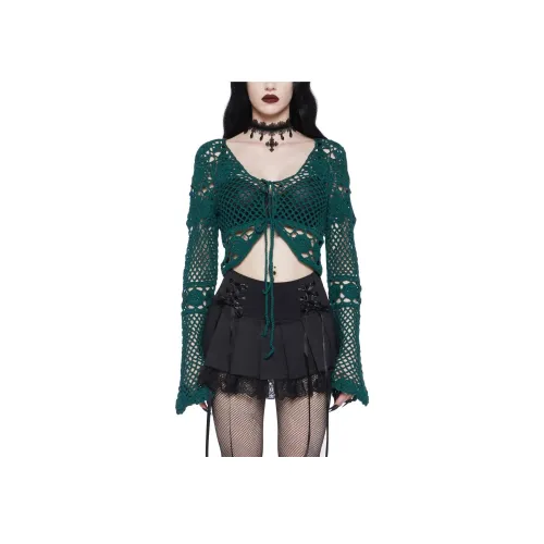Dolls Kill WIDOW MYSTICAL Legion Crochet Кардиган CROP TOP Женские Зеленый Зеленый