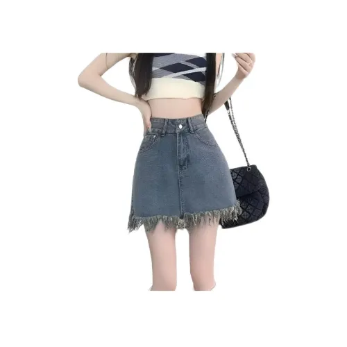 Genius Pooh Лето HIGH RISE Утягивающий А-образный Маленький Сладкий и Пряный Ретро Юбка Женская