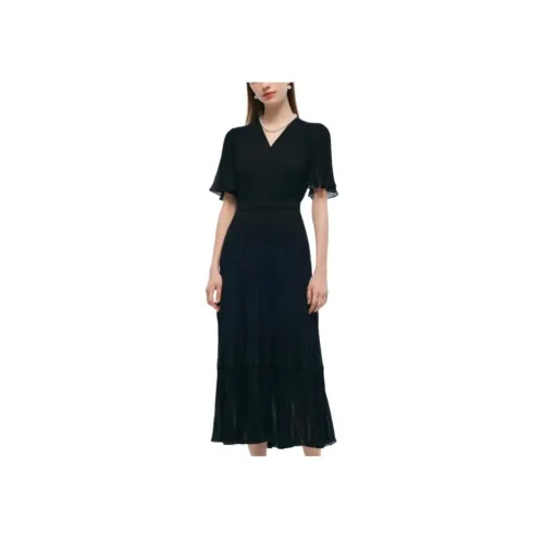 GOELIA 00B Black Женские Короткие Платья с Рукавами