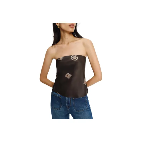 REFORMATION Spritz Шелковый топ без бретелек женский