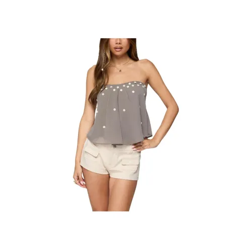 Edikted Lenie Без бретелей Шифон Babydoll Топ Без бретелей Топ Женские