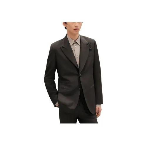 HERMES FW25 Бизнес-костюм Пальто Мужской Темно-коричневый