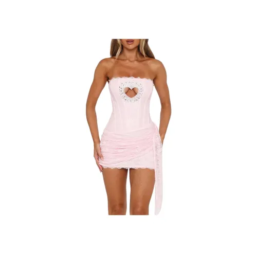 WHITE FOX Без бретелей Кружево Мини Платье Без рукавов Платье Женское