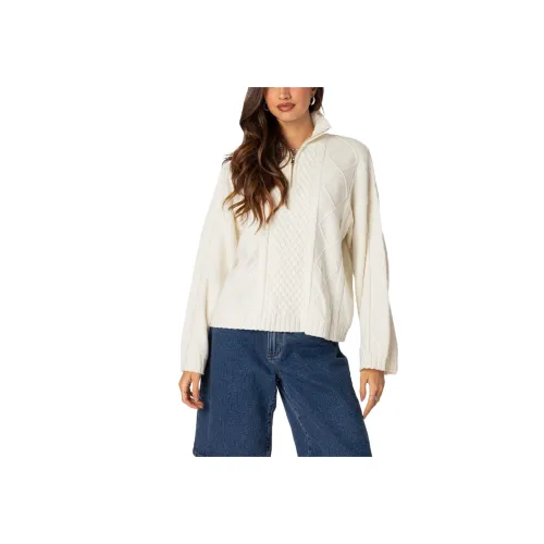 Edikted OVERSIZED Quarter Zip CABLE KNIT Свитер Женские