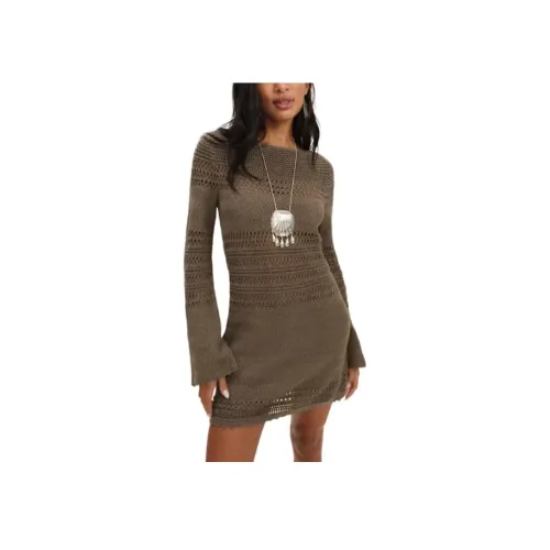 REFORMATION Inda Открыто KNIT Мини Платье Длинный Рукав Платье Женское