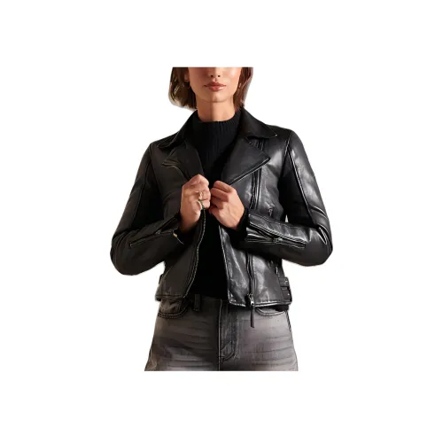 SUPERDRY Черные Женские Кожаные Куртки