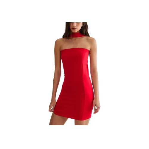 NASTY GAL Халтер Ожерелье-чокер Bodycon Мини Платье Без рукавов Платье Женское Красное