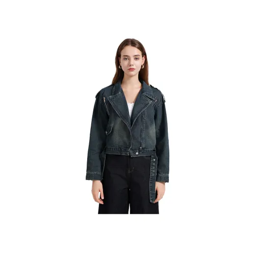 Garbege Синий Куртка Женские Джинсовые куртки