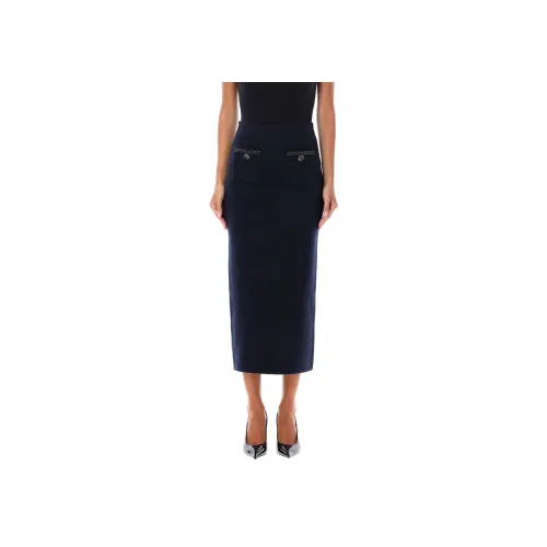 Self Portrait Casual Long Skirt Women's Navy Blue