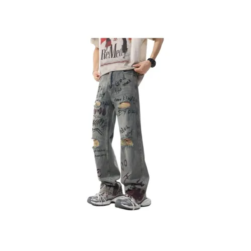 HIPHOPPUNKS Винтажные синие мужские джинсы