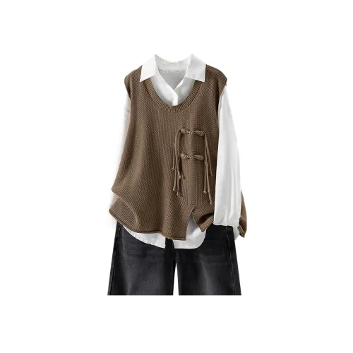 SIBAISHE Темный кофейный женский жилет