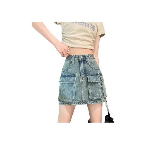 FAWENXIANGZI Джинсовые короткие юбки Женские Жадеит Синий