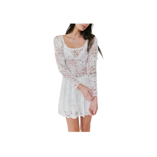 FREE PEOPLE Nightcap Tulip Lace Mini Dress Long Sleeved Dress Women's