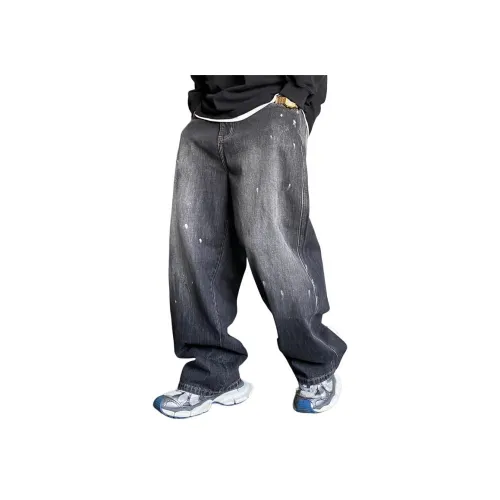 ZHANDASHUAI Черно-серый цвет унисекс джинсы