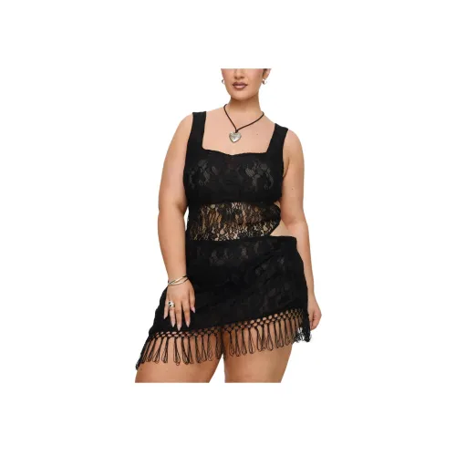 PRINCESS POLLY DAKARIE Кружево Мини Платье CURVE Без рукавов Платье Женское Черное Черное