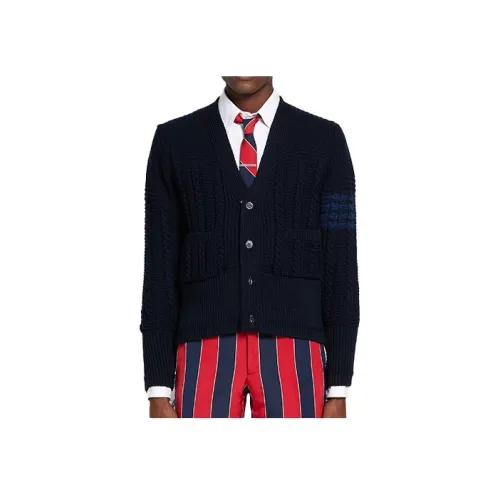THOM BROWNE Морской синий Мужские свитеры