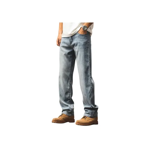 JIELEINUO Синий Мужской Джинсы