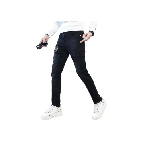 VUAS Лето Джинсы Slim Fit С подворотом Унисекс