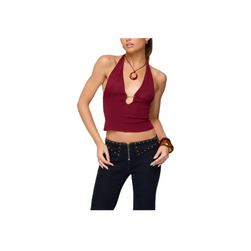 Edikted Missie Вязаная модель Plunge Шея Халтер Топ Топ на бретелях Женские
