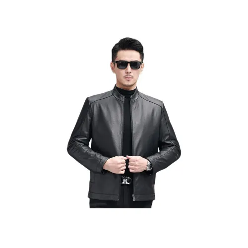 VBA Воротник-стойка натуральная кожа куртка мужская