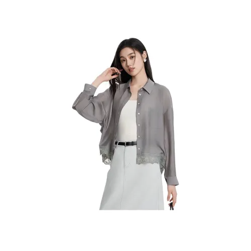 Фрагмент Серый Женские Рубашки