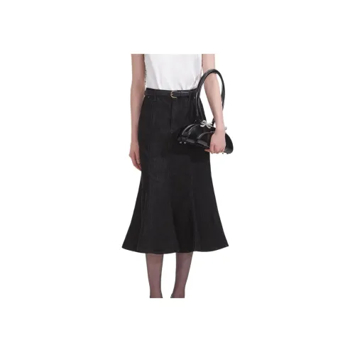 Self Portrait Casual Long Skirt Women's Classic Black