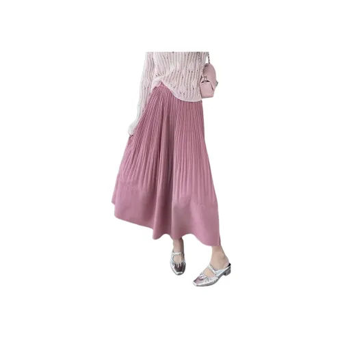 Wbwq Повседневный Длинный Юбка Женские Розовый