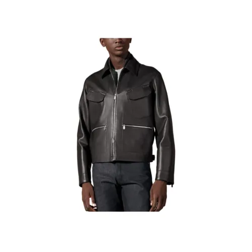 HERMES SS24 Кожа Куртка Мужская Лакрица