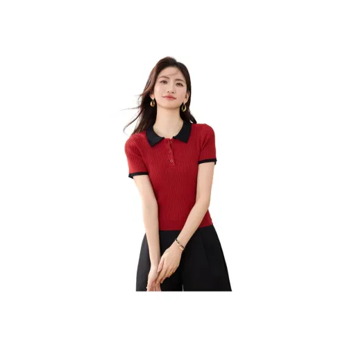 SNZX Красный Женский Трикотаж