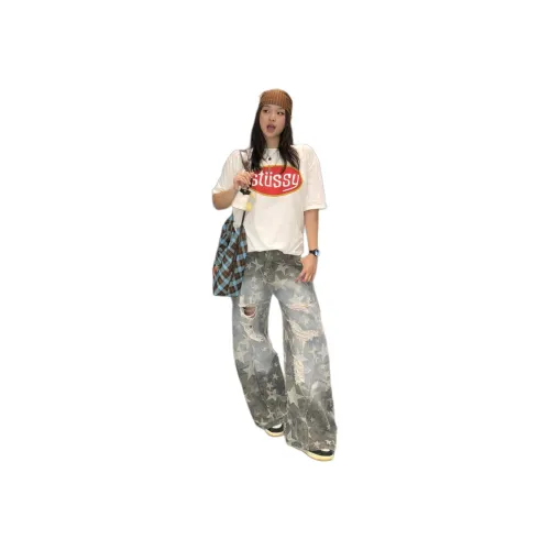 MORii Синий Серый Унисекс Джинсы