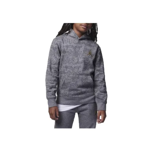 Jordan Take Flight Черный и Золотой Printed Пуловер Толстовка Детский Темно-Серый