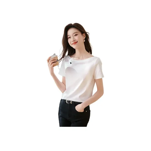 Mo Han Yi Mei Стандартная T-рубашка Женская Натуральный Белый