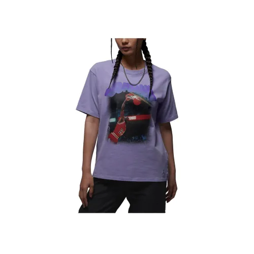 Джордан Рукав с спущенным плечом T-рубашка Женская Фиолетовая