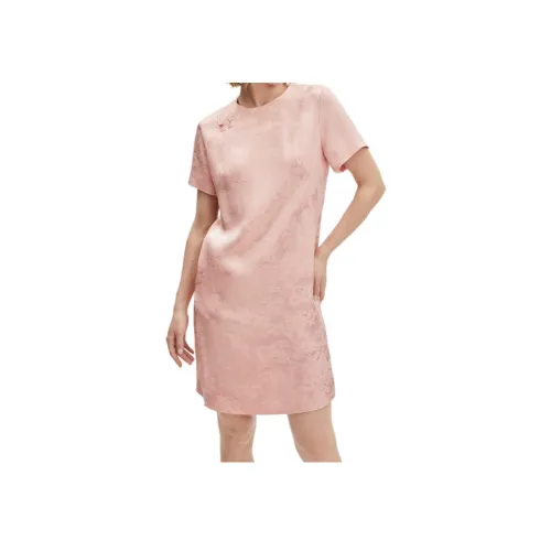 Badgley Mischka Короткий рукав Платье Женское Розовое