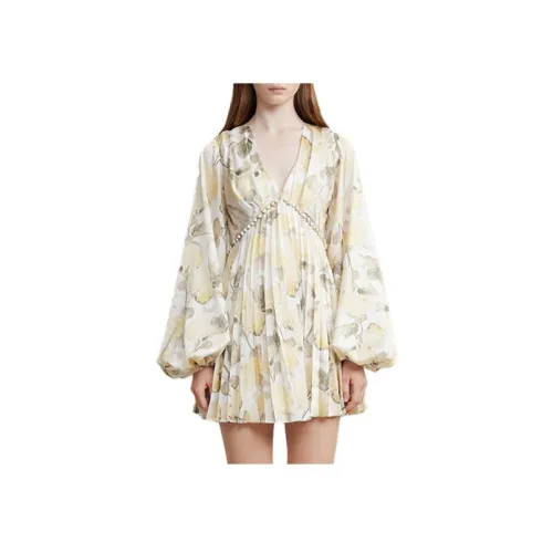 ACLER Белое Женское Длинное Платье с Рукавами