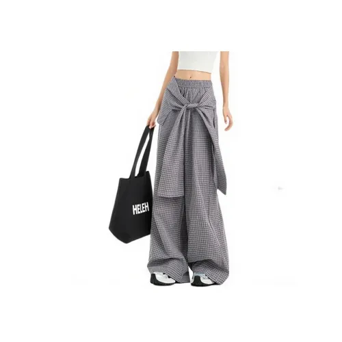 HELEH Black Plaid Women's Casual Pants HELEH Черные Клетчатые Женские Повседневные Брюки