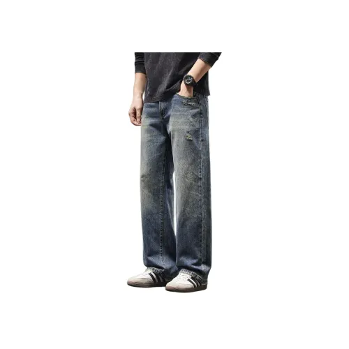 CHAORENBANG Medium Blue Men's Jeans CHAORENBANG Средне-синие мужские джинсы