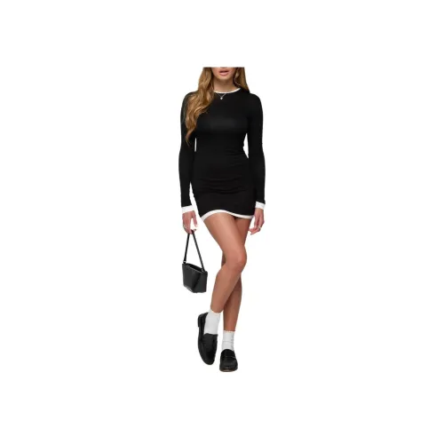 Edikted Norah Контрастность Отделение Мини Платье Длинный Рукав Платье Женские