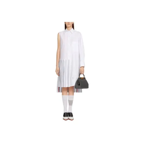 THOM BROWNE Белое Женское Длинное Платье с Рукавами