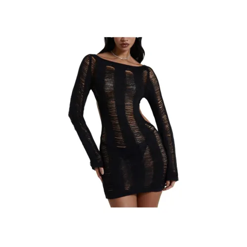 Jaded London UMBRA ShreddedMiniDress Длинное Платье с Длинными Рукавами Женское Черное